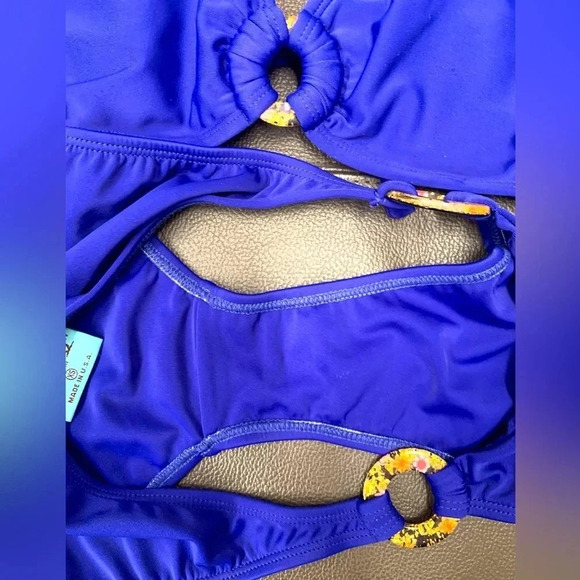 Letarte Maui, Hawaii Micro Bikini Set Royal Blue with Rings Size XS - Picture 5 of 7